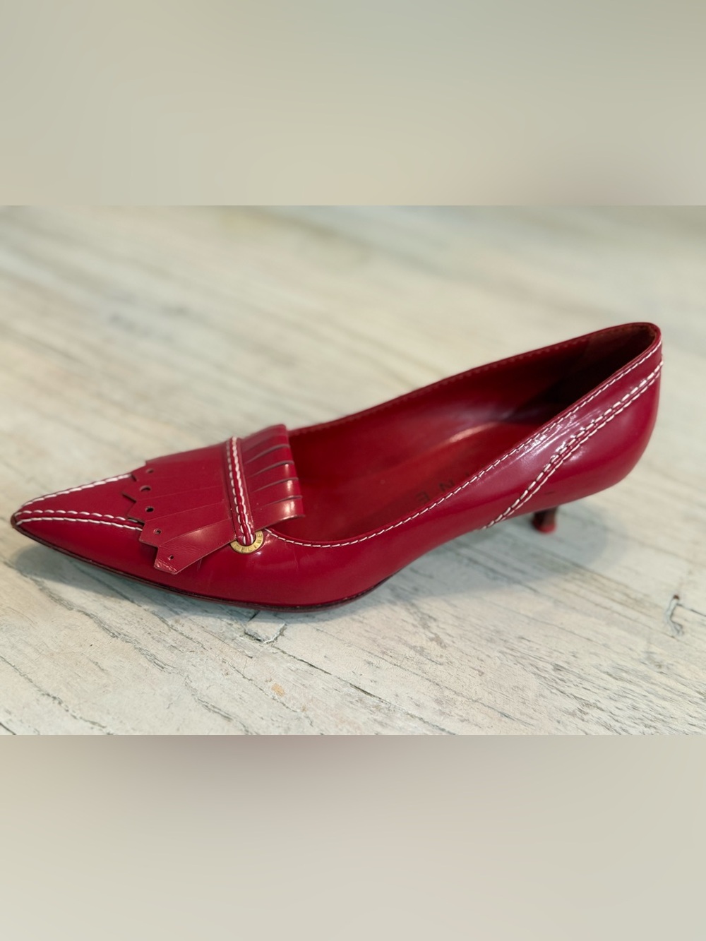 Celine Red Leather Kitten heels size 37 - Picture 7 of 13